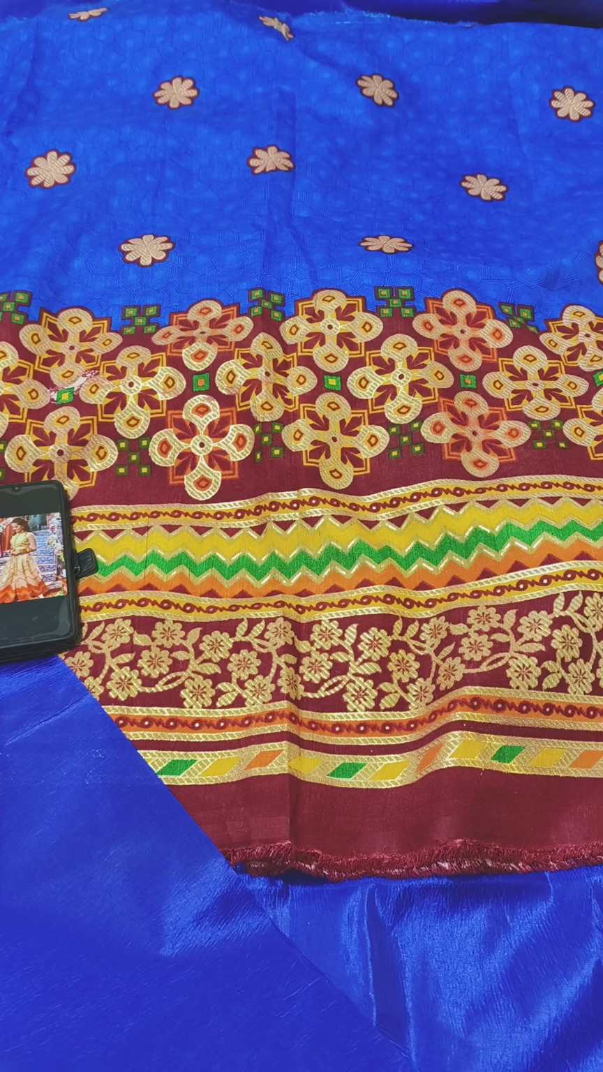 M-05   Imported Indian Fancy Cotton Silk Stuff Chahye ap(Lehnga ya 2pc ya frock) bana saqty hain 2.5 gaz shirt + 3 gaz kattan)