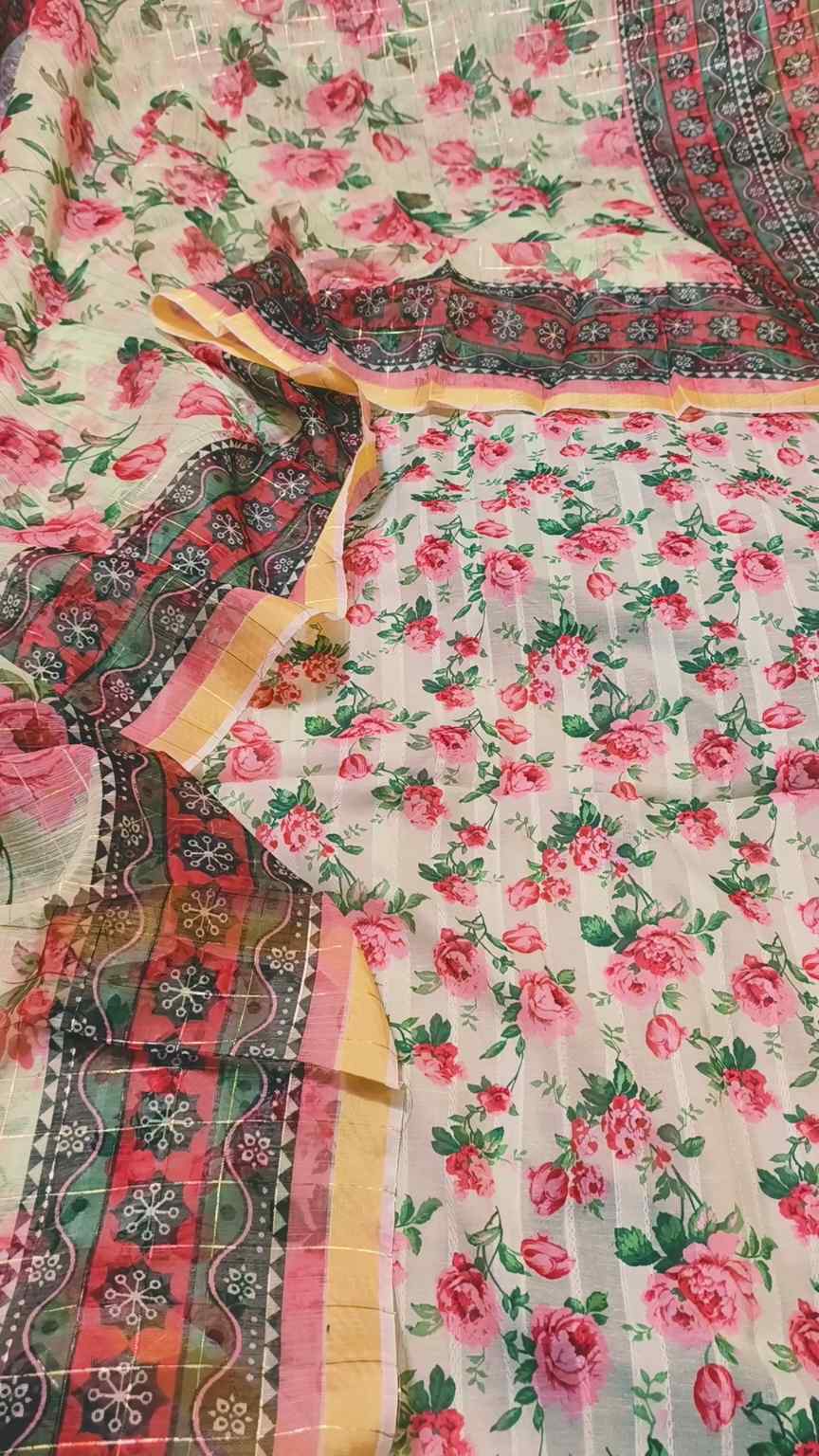 M-542  Imported Digital Dorria Swiss Lawn Shirt & Diamond zarre duppta 2pc