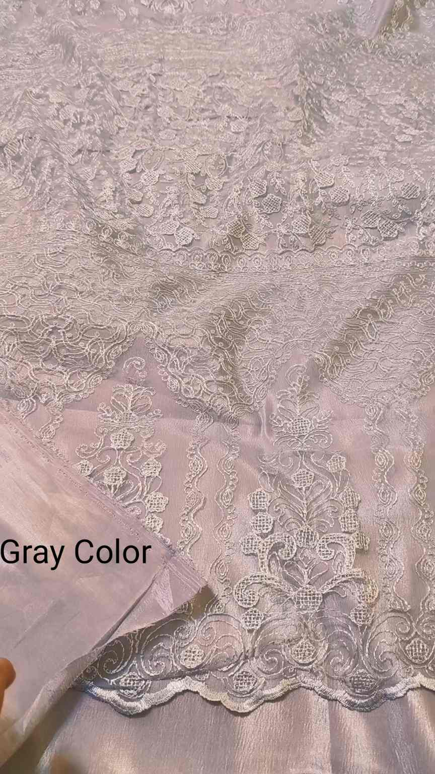 M-582  Gray color  Imported Fancy Embroidery Shirt & Kattan silk inner with Truzer
