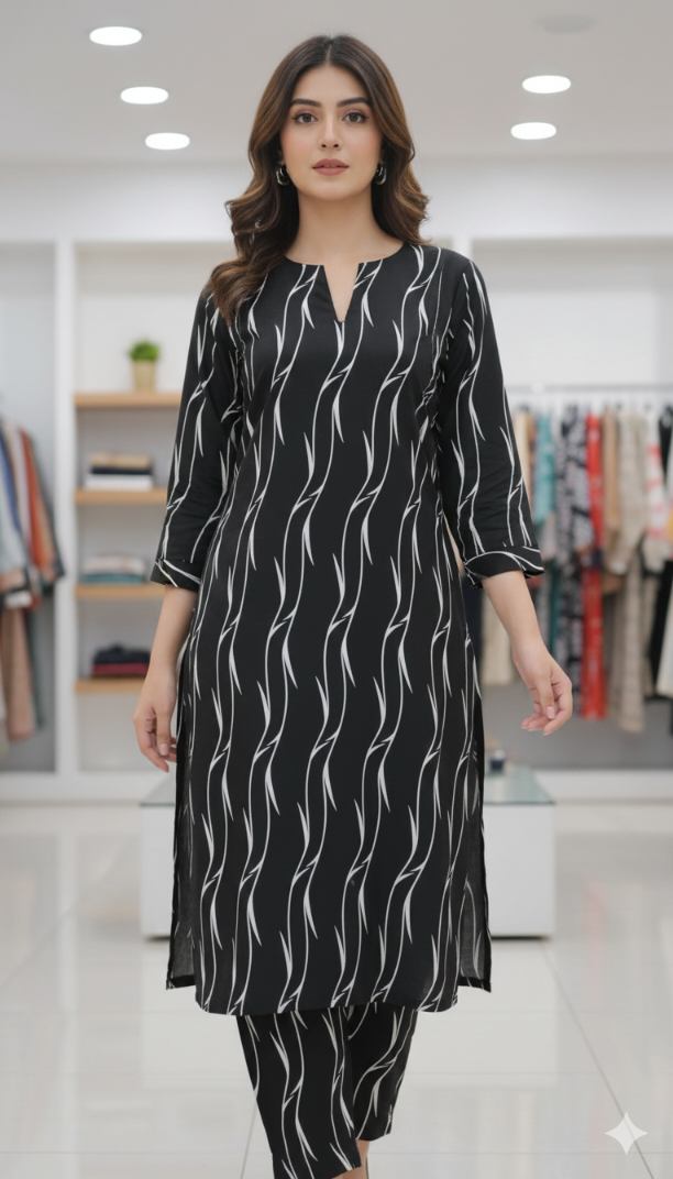 🥳 Sale Sale 😱 M-6441 Imported Korean Vescose Lelin Same print Shirt & Truzer 2pc