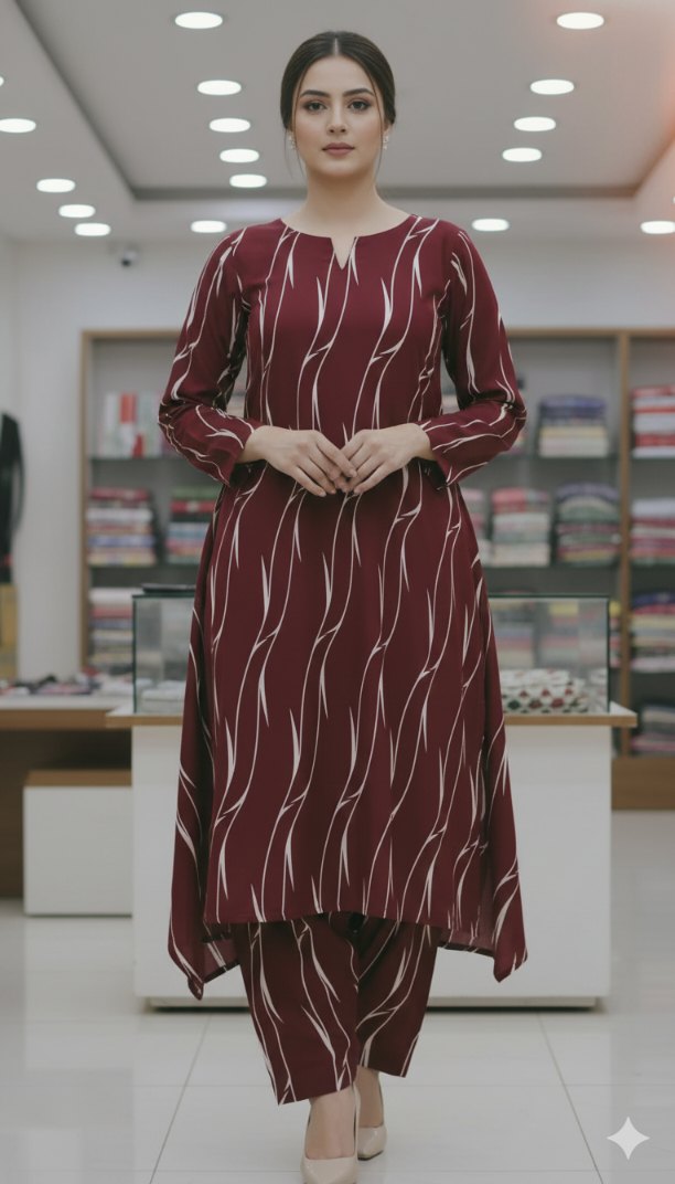 🥳 Sale Sale 😱 M-6440 Imported Korean Vescose Lelin Same print Shirt & Truzer 2pc