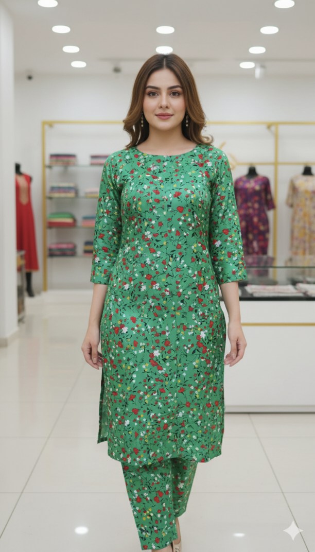 🥳Big Sale 🥳 Sale Sale M-6405  Imported ☃️ Winter Korean Shamoze Silk Same print Shirt & Truzer 2pc