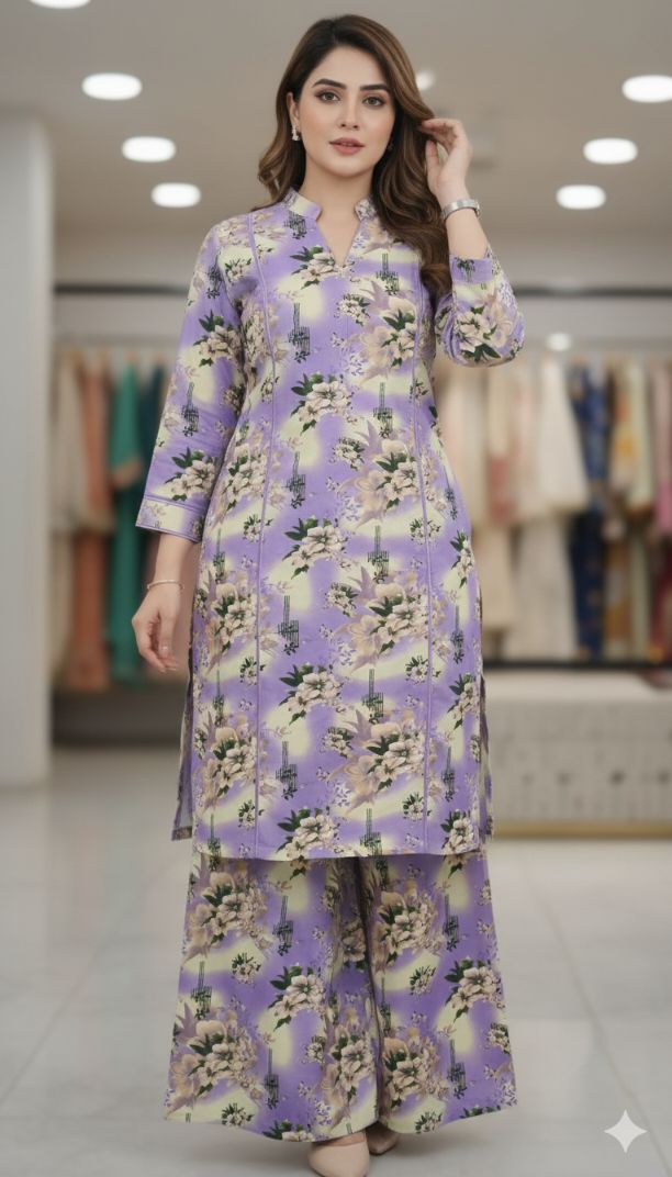 😱 New Arrival M-6452  Imported High Quality Russian Velvet Same print Shirt & Truzer 2pc