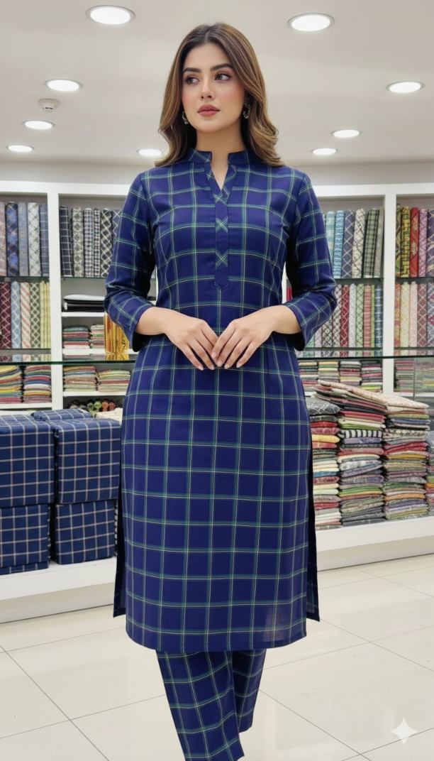 🥳 Sale Sale M-31 . Imported Luxury Check- Base 4 season Marina Same print Shirt & Trouzer 2pc