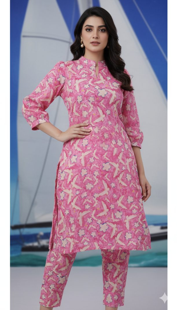 🥳 Sale Sale M-166  Imported Digital Korean Georgette Same print Shirt & Truzer 2pc