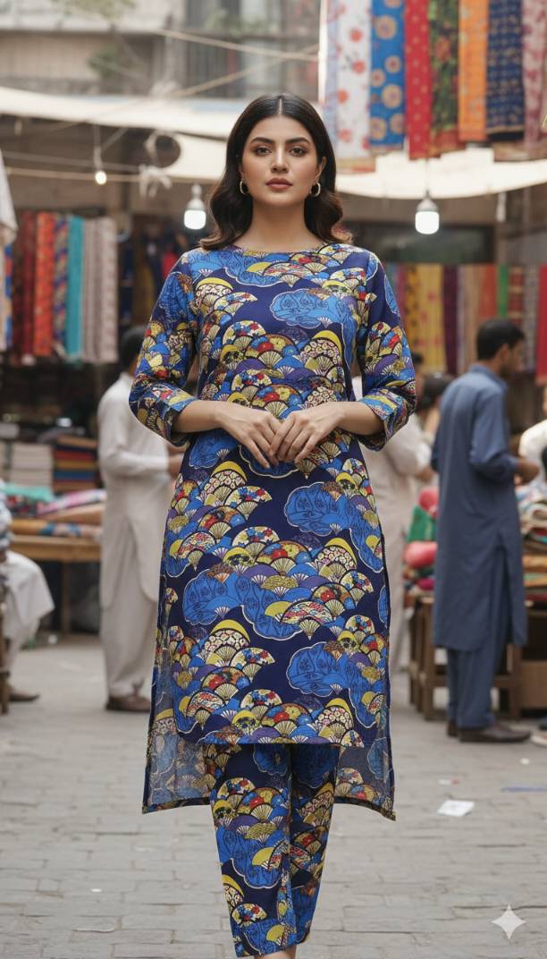 🥳 Sale Sale M-164  Imported Digital China Khaddar Same print Shirt & Truzer 2pc