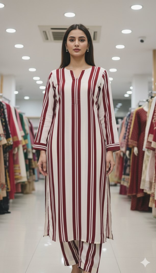🥳 Sale Sale M-161  Imported  Silky Lawn Same print Shirt & Trouser 2pc