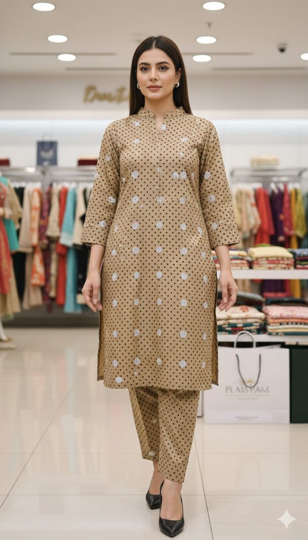 🥳 Sale Sale M-175.. Imported 4 Season Viscose  Embroidery Soft  Cotton Same print Shirt & Truzer 2pc