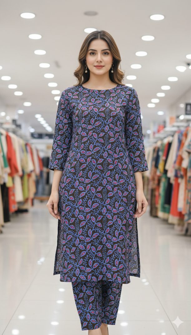 🥳😱 Big Sale M-217  Imported Korean High quality Marina Wool Same print Shirt & Truzer 2pc