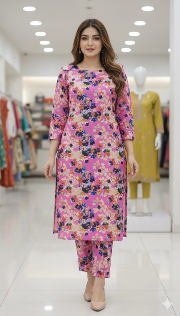 M-198  Imported Digital Pure Summer ⛱️ Lawn Same print Shirt & Truzer 2pc