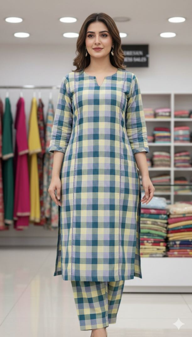 🥳 Sale Sale M-270  Imported Korean Luxury Summer ⛱️ Soft Cotton Same print Shirt & Trouse 2pc