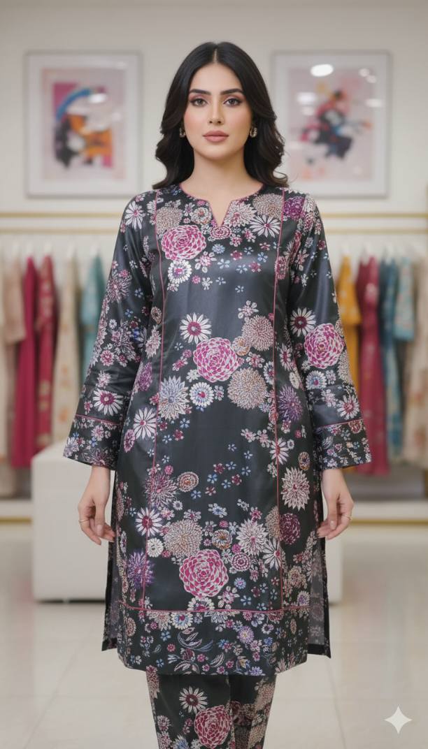 🥳Big Sale 🥳 Sale Sale M-230  Imported Korean Shamoze Silk Same print Shirt & Truzer 2pc -