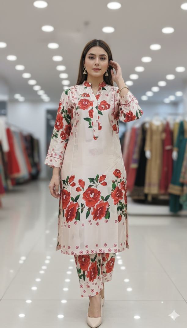 🥳Big Sale 🥳 Sale Sale M-229  Imported Korean Shamoze Silk Same print Shirt & Truzer 2pc -