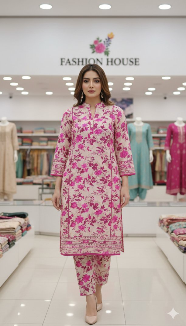 🥳 Sale Sale M-237  Imported Digital (Dorria Soft Khaddar) Same print Shirt & Truzer 2pc