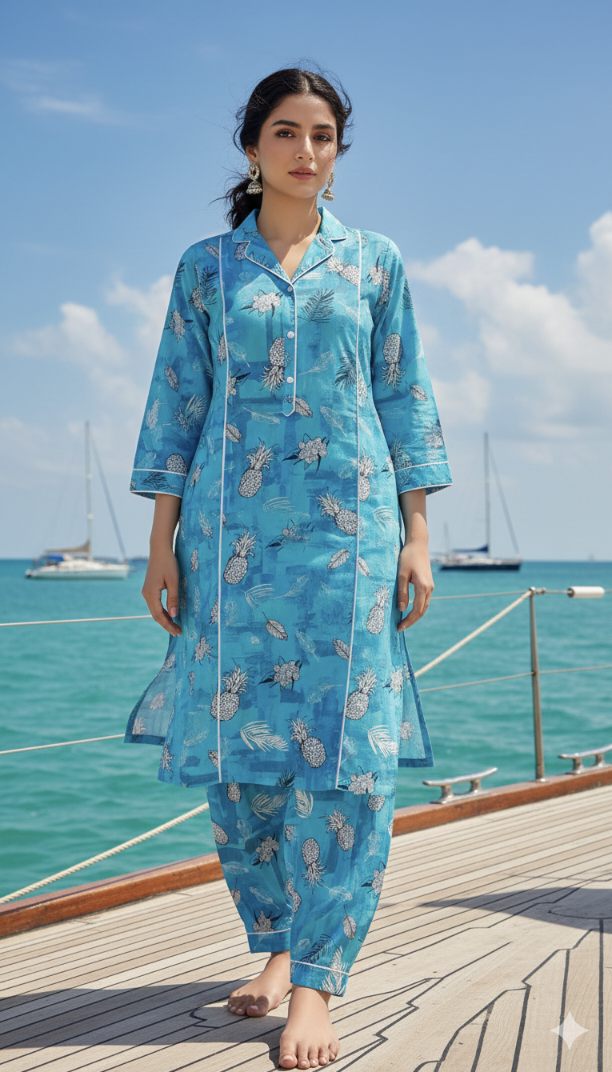 🥳 Sale Sale M-279   Imported Digital Korean Georgette Same print Shirt & Truzer 2pc