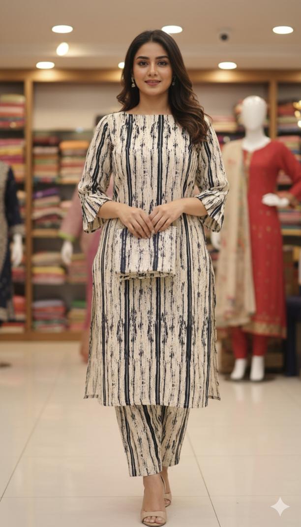 🥳 Sale Sale M-273  Imported Digital Korean Georgette Same print Shirt & Truzer 2pc