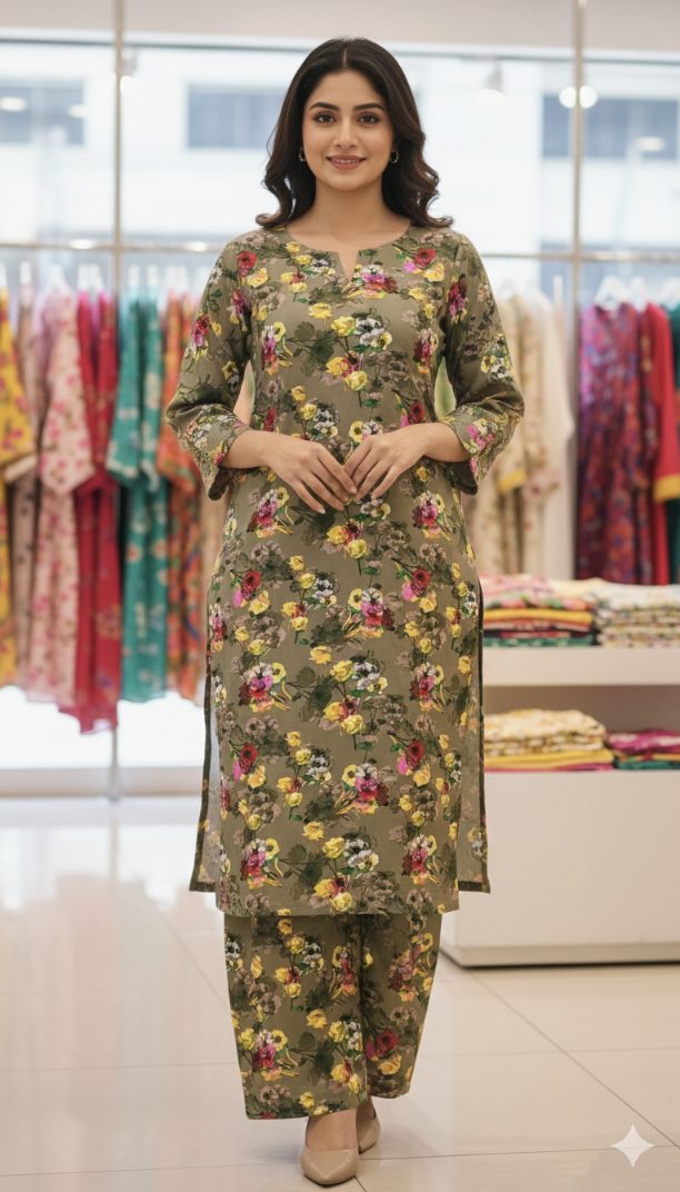 🥳 Sale Sale M-322  Imported Digital Luxury Stone Lelin Same print Shirt & Truzer 2pc