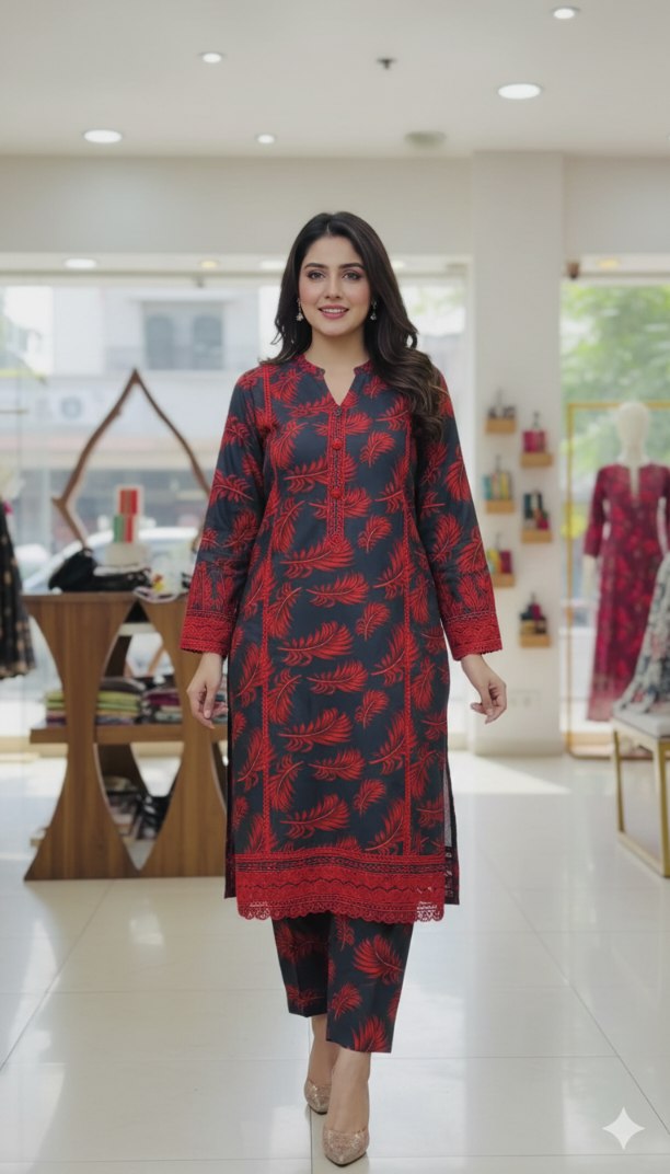 🥳 Sale Sale M-315  Imported Digital Luxury Stone Lelin Same print Shirt & Truzer 2pc