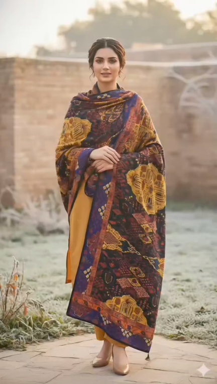 🥳Big Sale M-3832 Imported Digital (9000 Micro) Velvet Print Shawl Most high demanding