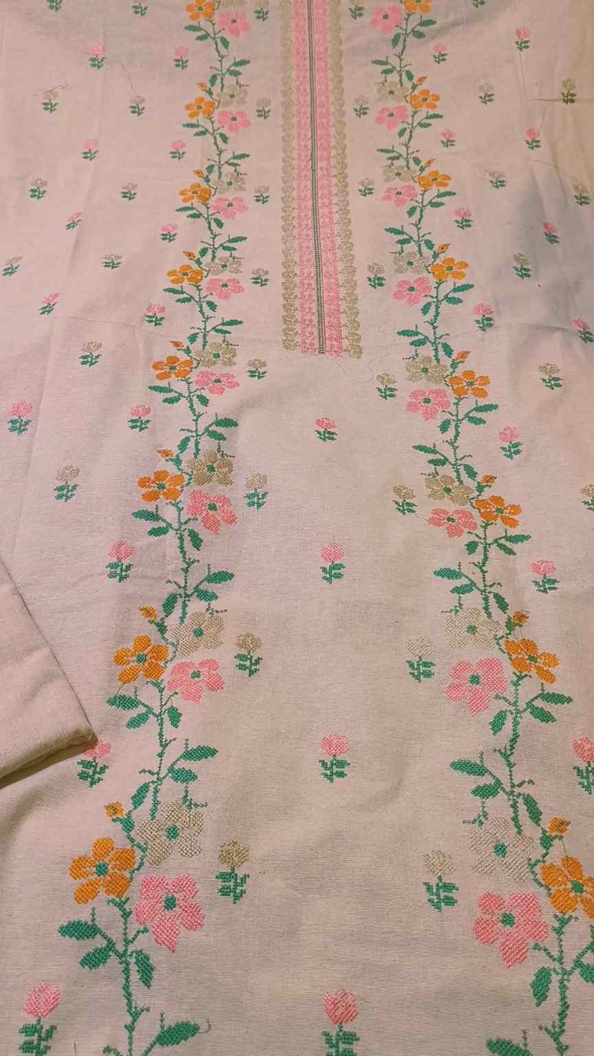 🥳 Sale Sale M-410  Imported Breezy Embroidery in karandi Soft Khadder stuff Shirt & Truzer 2pc