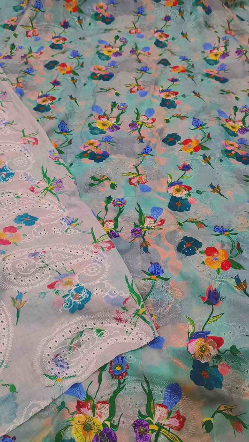 🥳 Sale Sale M-464   Imported Shiffli ChickenKari Embroidery Pure Summer ⛱️ Lawn only shirt -