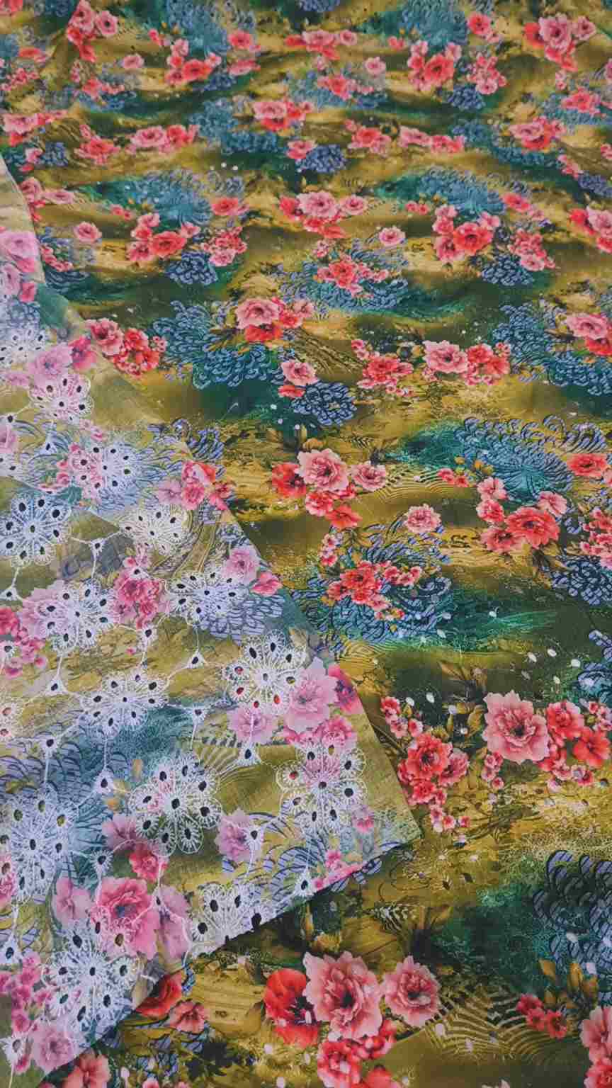 🥳 Sale Sale M-459  Imported Shiffli ChickenKari Embroidery Pure Summer ⛱️ Lawn only shirt -