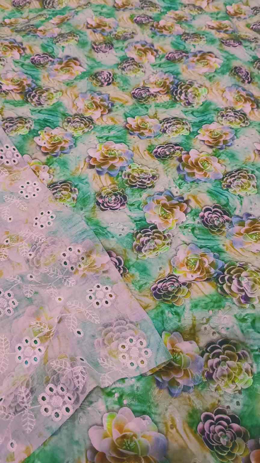 🥳 Sale Sale M-455  Imported Shiffli ChickenKari Embroidery Pure Summer ⛱️ Lawn only shirt -