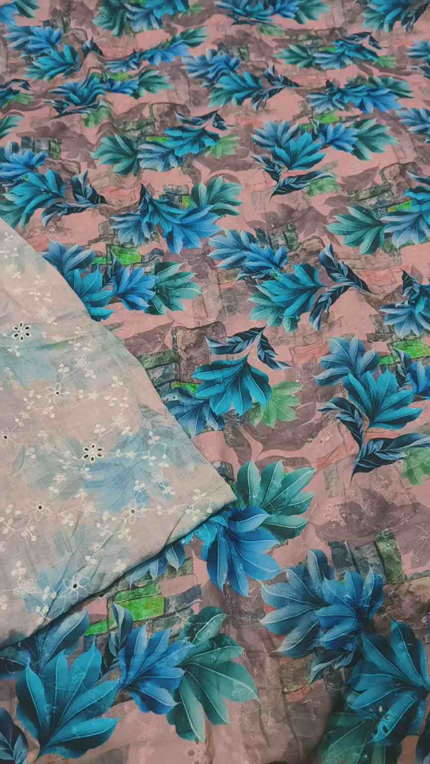 🥳 Sale Sale M-454  Imported Shiffli ChickenKari Embroidery Pure Summer ⛱️ Lawn only shirt -