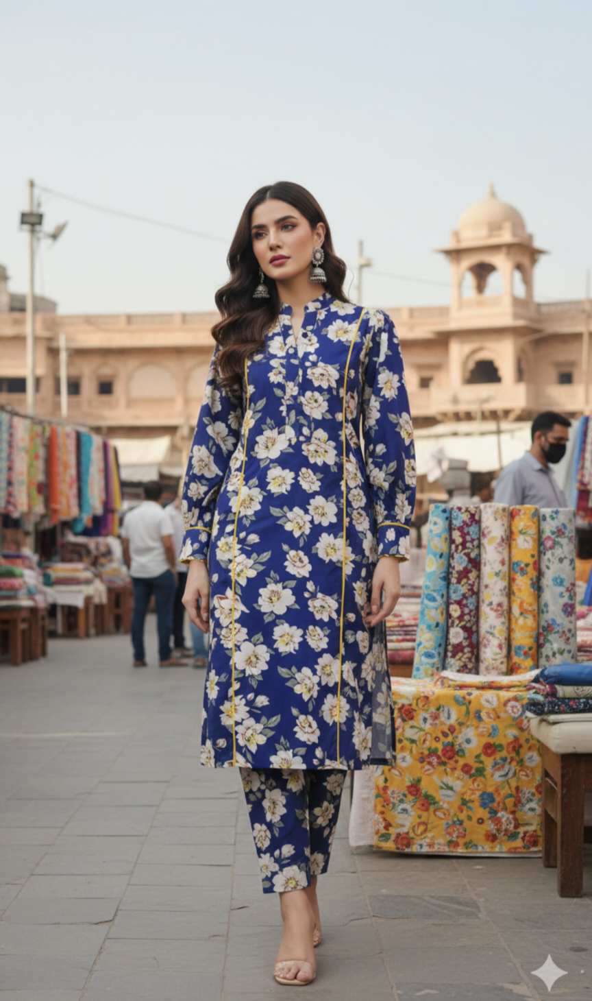 🥳 Sale Sale M-472  Imported Digital Luxury Stone Lelin Same print Shirt & Truzer 2pc