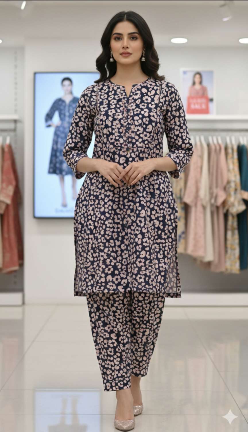 🥳 Sale Sale M-470  Imported Digital Luxury Stone Lelin Same print Shirt & Truzer 2pc