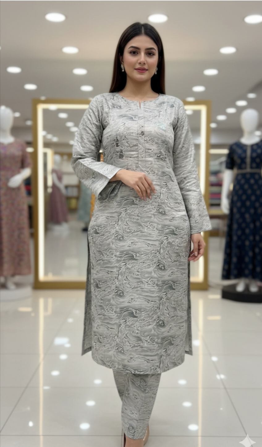 🥳Big Sale 🥳 Sale Sale M-507  Imported Korean Shamoze Silk Same print Shirt & Truzer 2pc