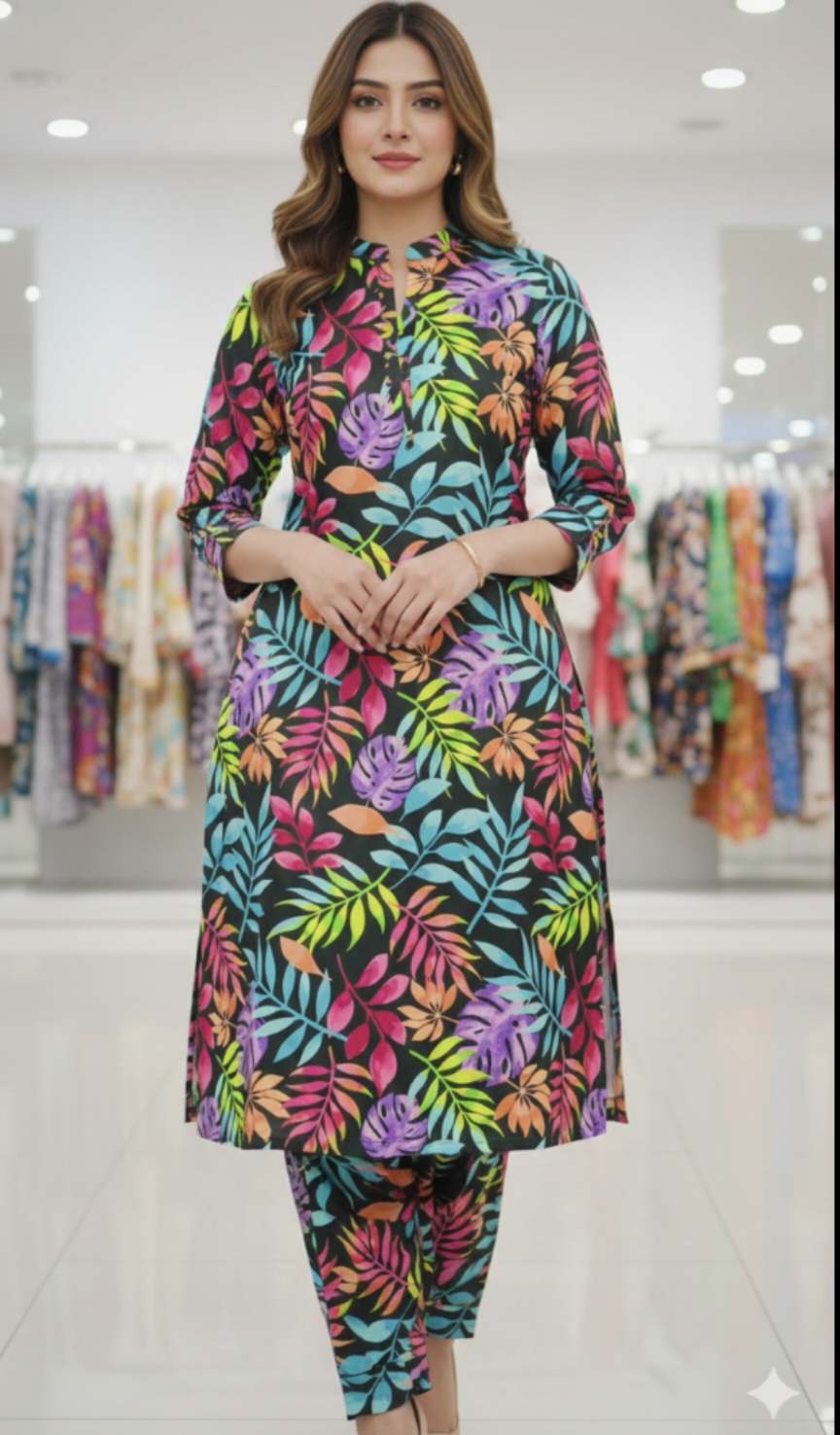 🥳Big Sale 🥳 Sale Sale M-502  Imported Korean Shamoze Silk Same print Shirt & Truzer 2pc