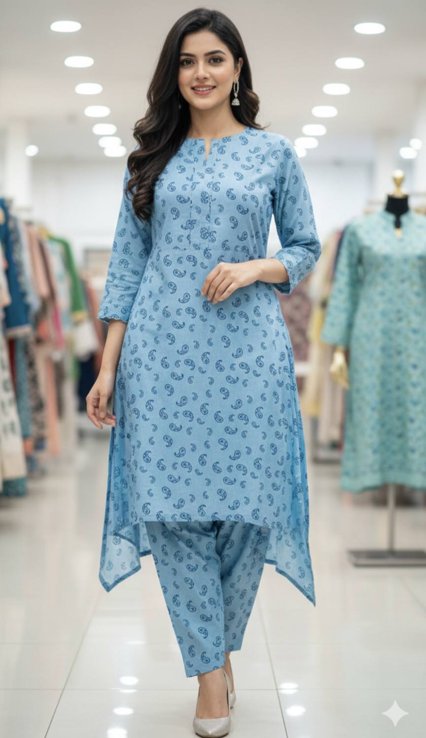 🥳 Sale Sale M-516  Imported Summer Cotton Same print Shirt & Truzer 2pc