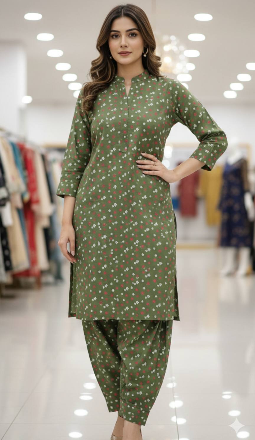 🥳 Sale Sale M-514   Imported Summer Cotton Same print Shirt & Truzer 2pc