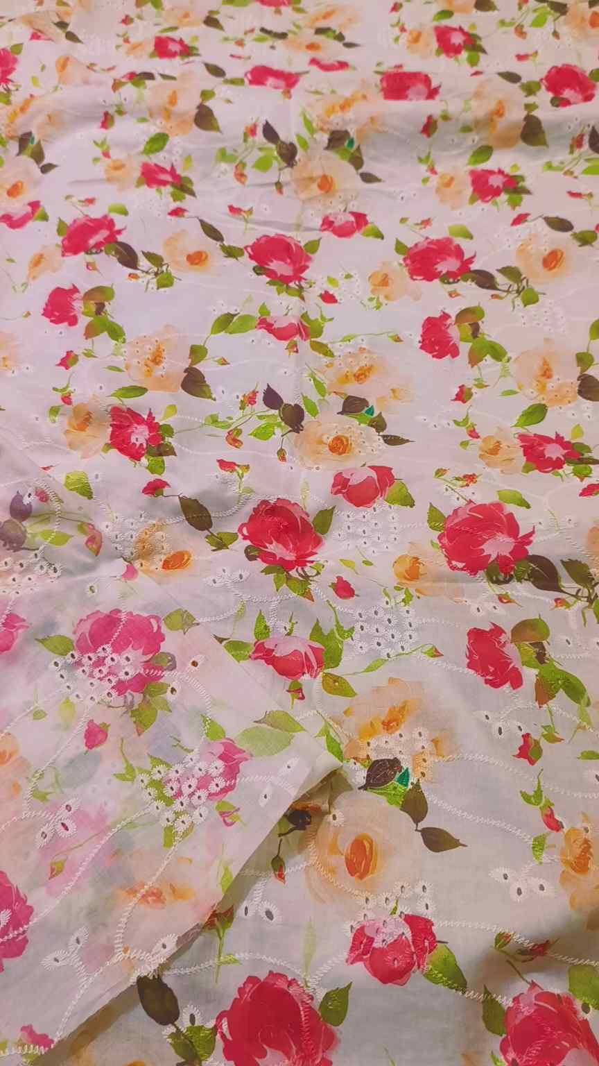 🥳 Sale Sale M-581   Imported 3-D Shiffli ChickenKari Embroidery Pure Summer ⛱️ Lawn only shirt