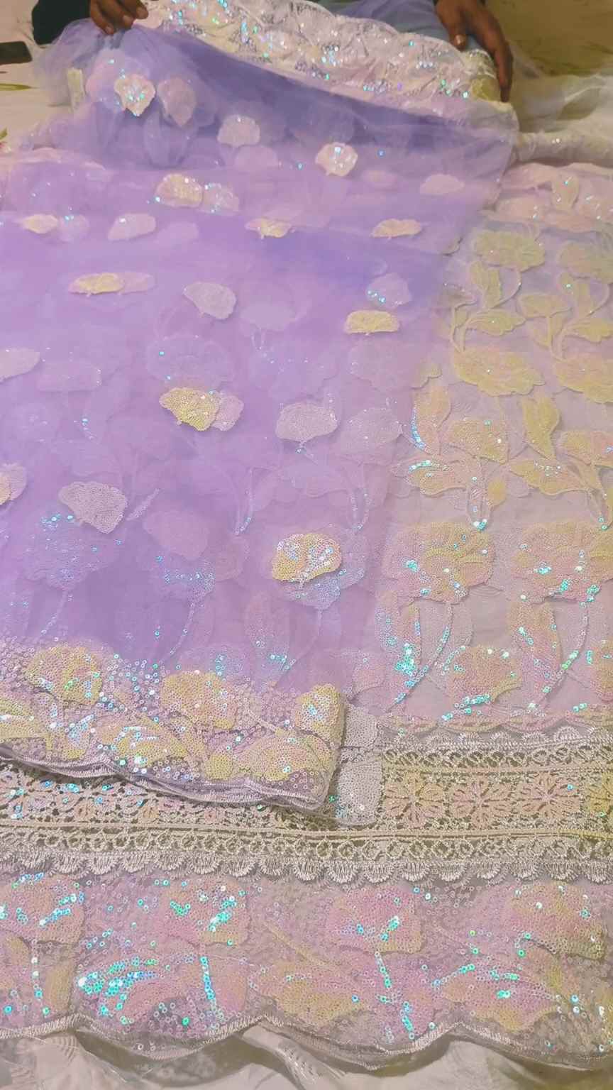 Shirt & Duppta 🥳 Big Sale M-553  Imported 3-D Tarkashi Sqance Work Embroidery In obera Net Shirt& Duppta 2pc