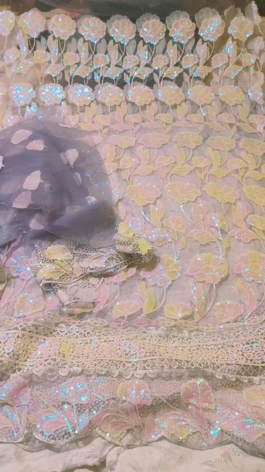 Shirt & Duppta 🥳 Big Sale M-547  Imported 3-D Tarkashi Sqance Work Embroidery In obera Net Shirt& Duppta 2pc