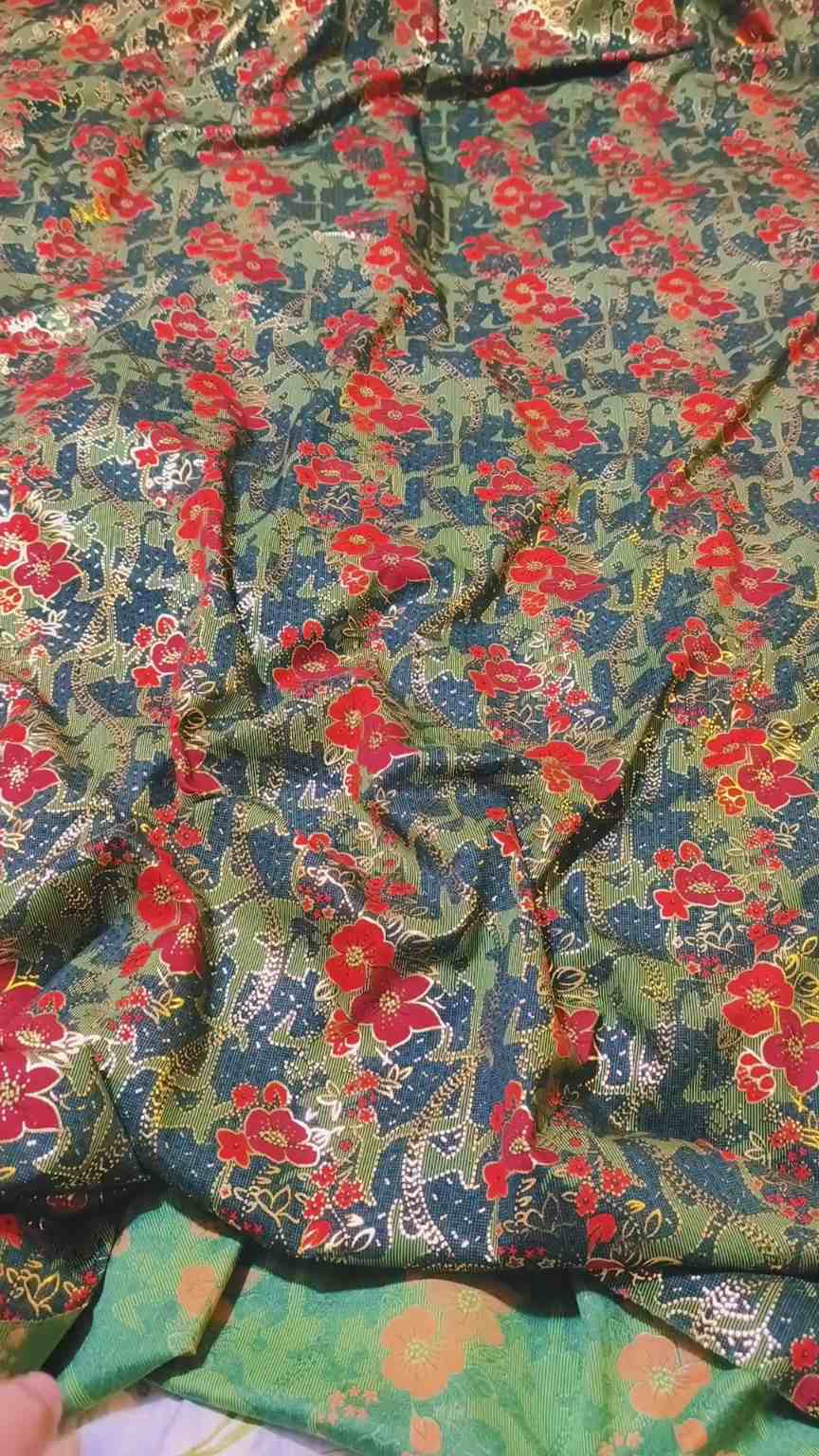 M-442  Imported Embossed Giliter Irish ⛱️ Summer Silk Same print Shirt & Truzer 2pc