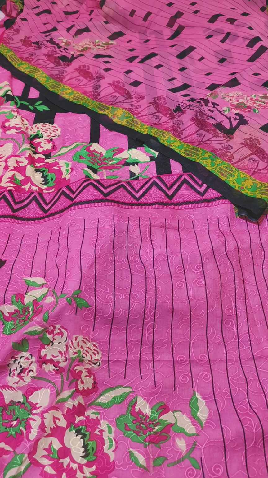 Shirt +Duppta M-648  Imported Chickenkari Embroidery Pure Summer ⛱️ Lawn Shiemrt with imported Makhmal Duppta 2pc -