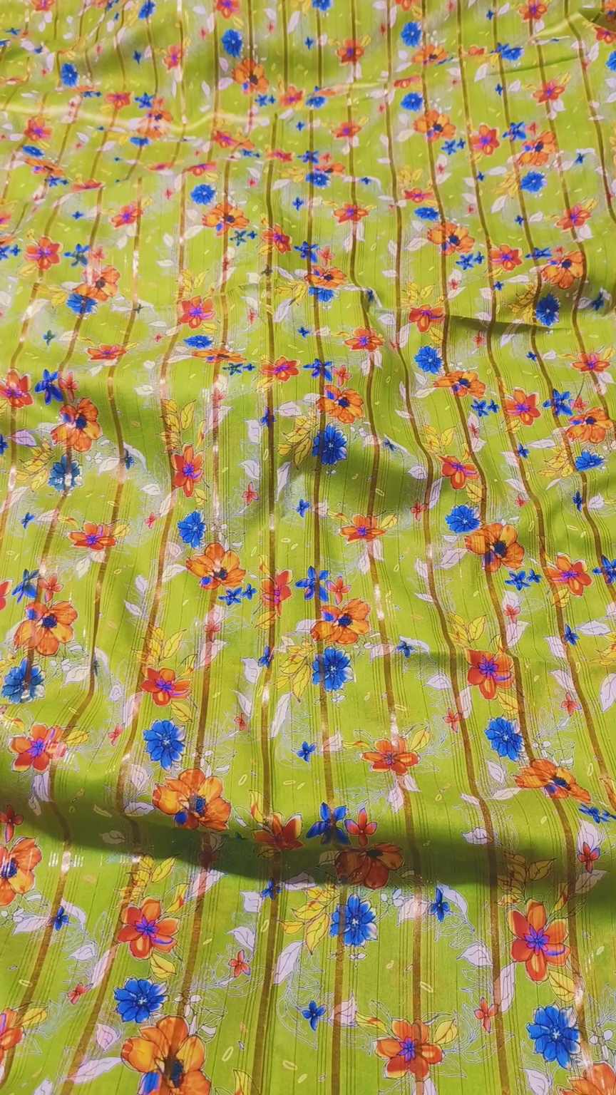 M-631  Most High Demaded  Imported Digital Gold Zaree Line Pure Summer ⛱️ Lawn Same print Shirt & Truzer 2pc