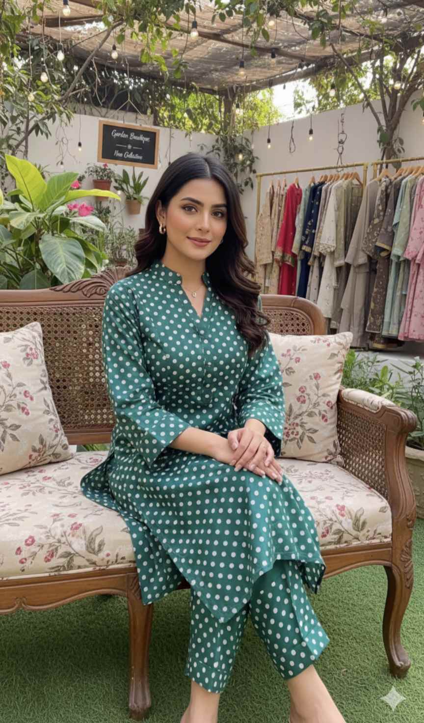 M-543   Imported Digital Polka Design Pure Summer ⛱️ Lawn Same print Shirt & Truzer 2pc