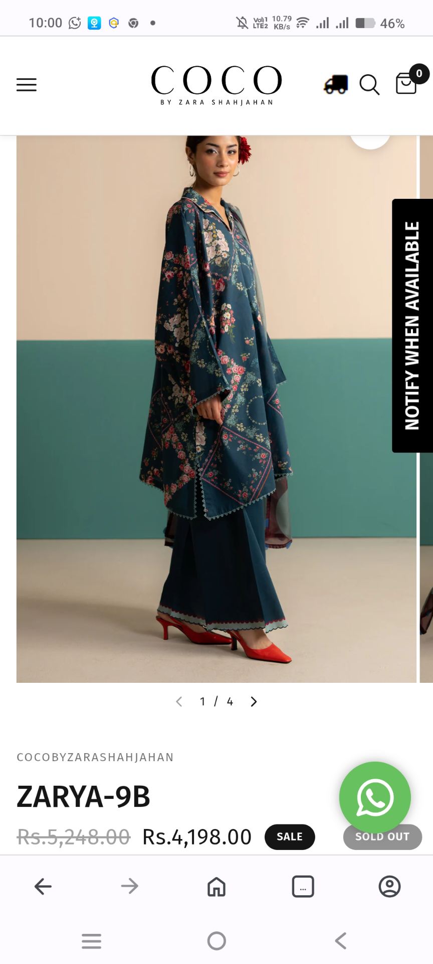 🥳 Sale Sale M-6065  COCO By Zara Shahjahan Summer ⛱️ Lawn 3pc Suit