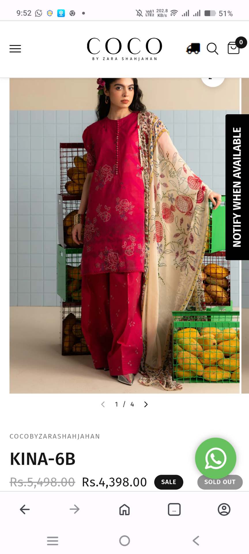 🥳 Sale Sale M-6064  COCO By Zara Shahjahan Summer ⛱️ Lawn 3pc Suit