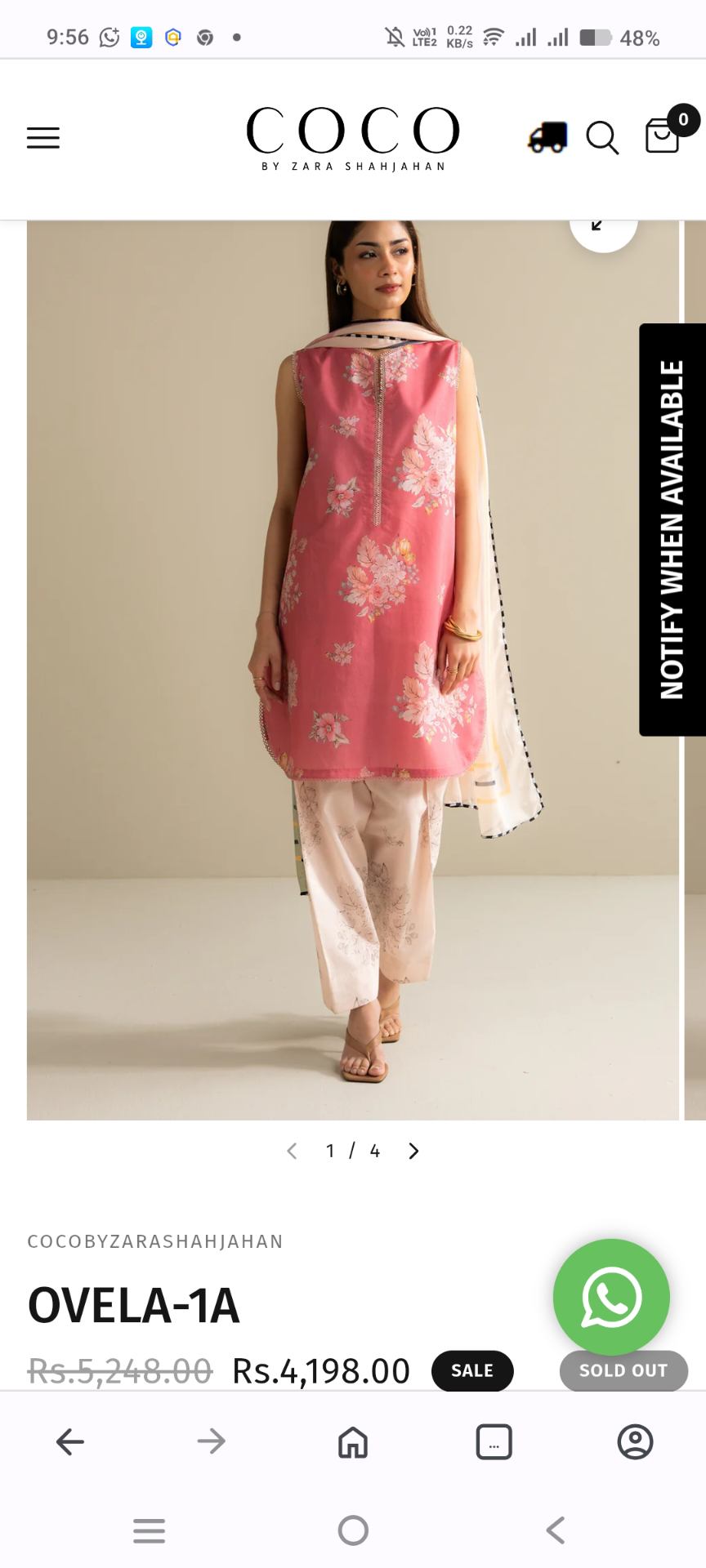 🥳 Sale Sale M-6063  COCO By Zara Shahjahan Summer ⛱️ Lawn 3pc Suit