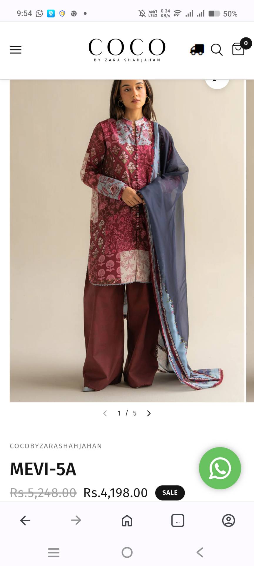 🥳 Sale Sale M-6060  COCO By Zara Shahjahan Summer ⛱️ Lawn 3pc Suit