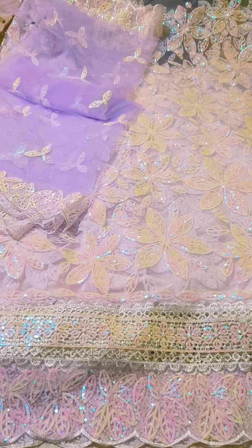 Shirt & Duppta 🥳New Design  Big Sale M-657   Imported 3-D Tarkashi Sqance Work Embroidery In obera Net Shirt& Duppta 2pc -