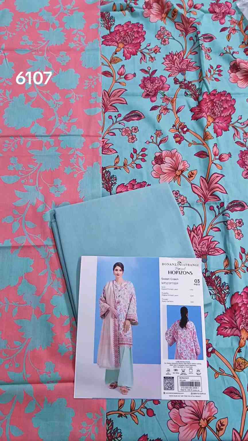 🥳 Sale Sale M-6107  Branded (Bonanza Satrangi)! Summer ⛱️ Lawn Shirt Duppta Truzer 3pc Suit