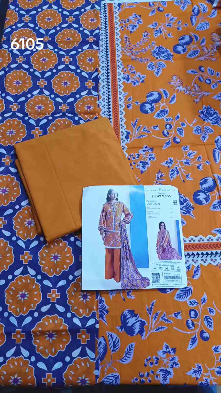 🥳 Sale Sale M-6105  Branded (Bonanza Satrangi)! Summer ⛱️ Lawn Shirt Duppta Truzer 3pc Suit