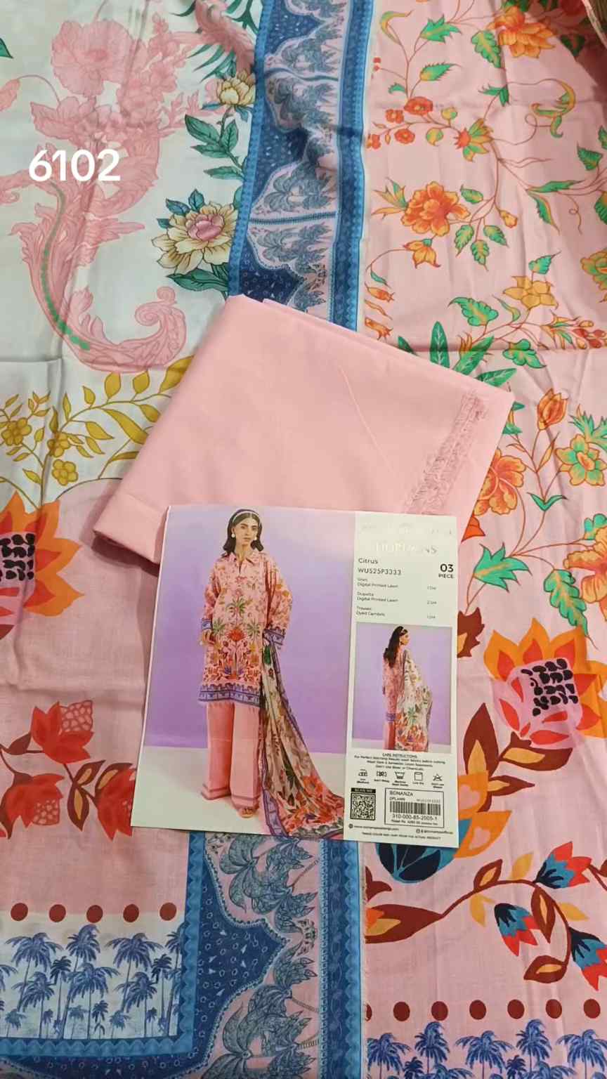 🥳 Sale Sale M-6102  Branded (Bonanza Satrangi)! Summer ⛱️ Lawn Shirt Duppta Truzer 3pc Suit