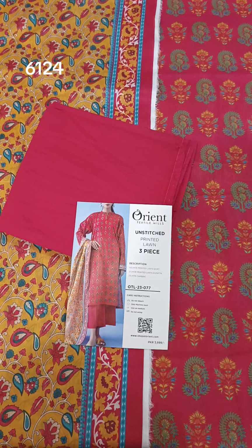 Sale Sale M-6124 Branded Orient 3 Pc Lawn  suit with packing
